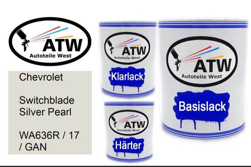 Chevrolet, Switchblade Silver Pearl, WA636R / 17 / GAN: 1L Lackdose + 1L Klarlack + 500ml Härter - Set, von ATW Autoteile West.